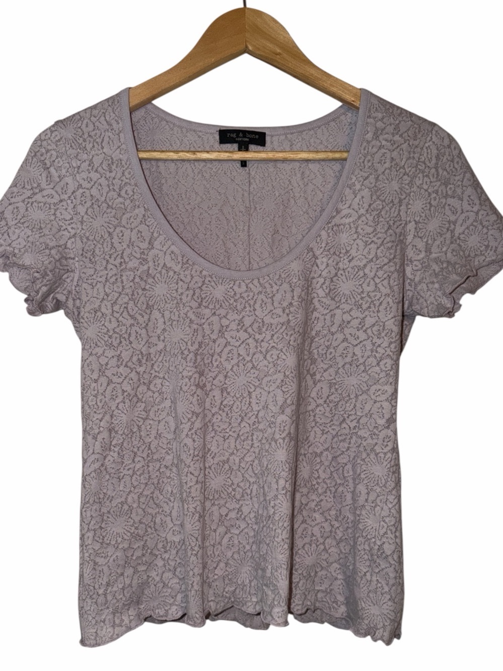 Rag & Bone Gemma Jacquard Scoopneck Tee Women’s Small Coquette Floral Lilac